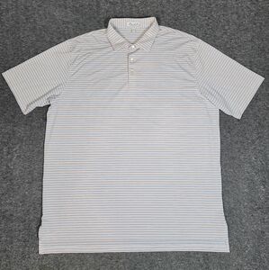 Peter Millar Summer Comfort Men's Golf Polo Shirt Size 2XL Orange Blue Striped